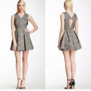 Robert Rodriguez Raffia Tweed Black and White Cocktail Dress Size 2